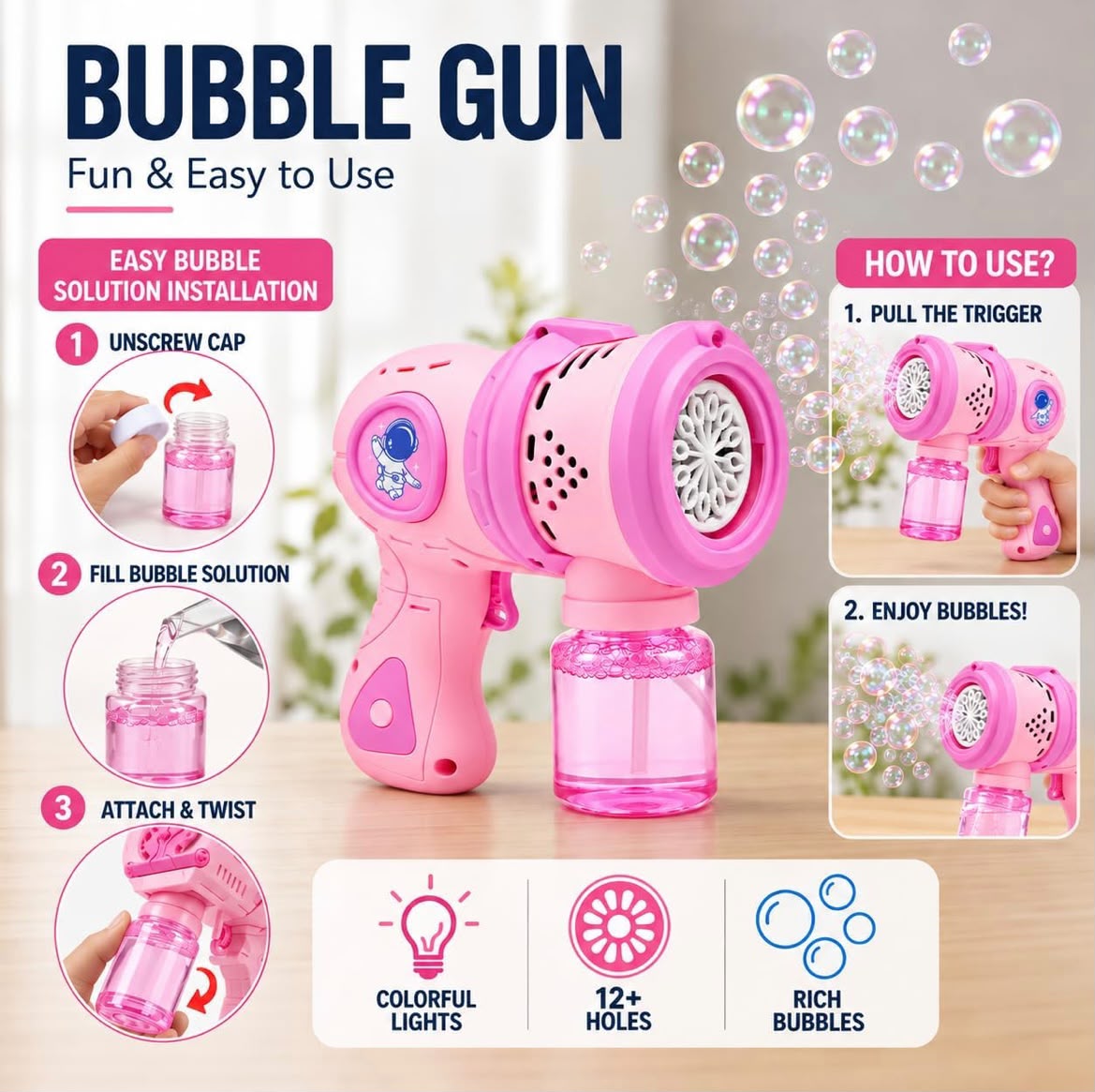 Toys 12-Hole Automatic Bubble Gun