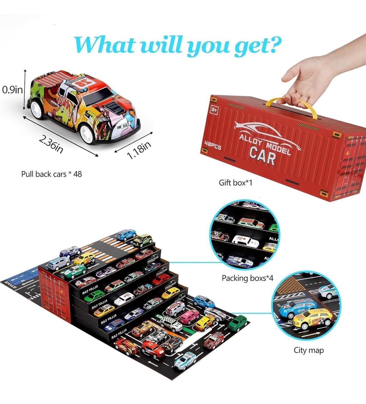 48 Pcs Mini Alloy Die-Cast Cars Set