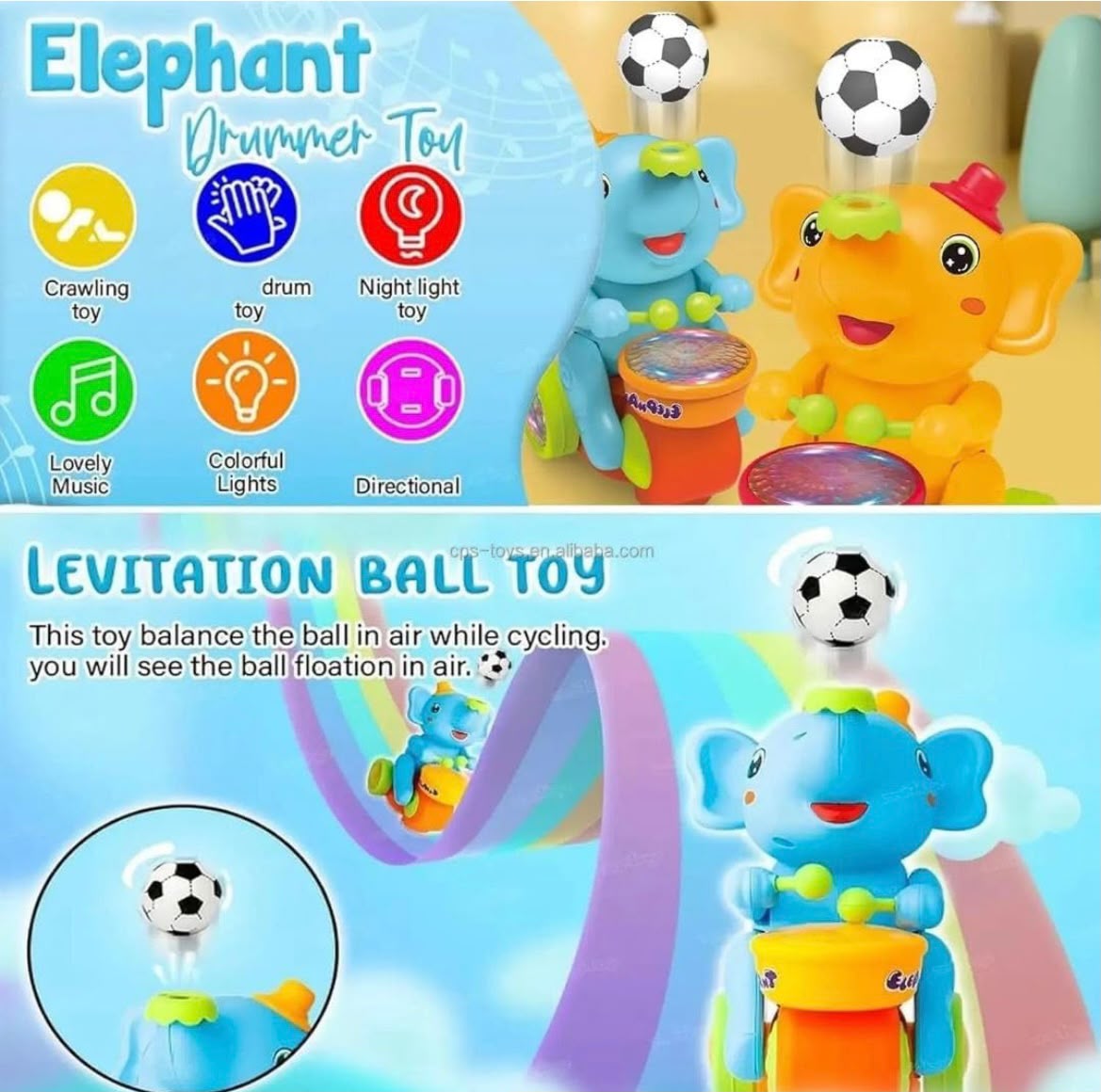 Elephant Drummer Toy with Music